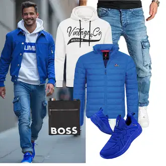Hütten Outfit mit Creme/Weiß Vintage Hoodie WOTEGA "Freizeit Outfit"Look: Hütten, Strandtag, Konzert, Pop Konzert