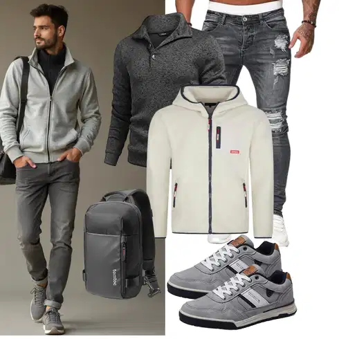 Elegant Dunkelgrau/Grau Half-zip Hoodie/Kaschmir Pullover/Wickel Pullover/Strick Hoodie/Pullover mit Stehkragen COOFANDY kombinierenLook: Boyfriend, Casual, Elegant, Sportlich, Schön, Premium, Stil, Indoor, Dad, Smart Casual, Coole, Nahtlos, Büro