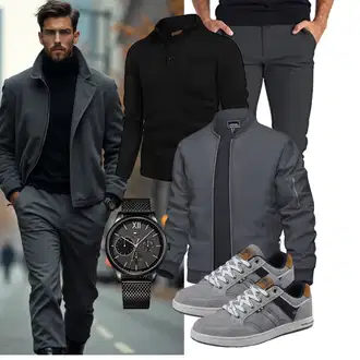 7/8-lang Outfit mit Dunkelgrau/Schwarz/Dunkelblau/Hellgrau BlauerHafen "Freizeit Outfit"