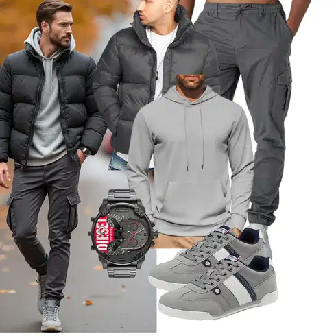 HellGrau/DunkelGrau/Grau/Khaki Boyfriend Hose/Trekkinghose/Funktionshose/Cargo-Jogginghose/Hemd Capri/Cargohose/Cargo Short Smith & Solo kombinieren