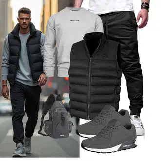 Rundhals Outfit mit Grau/Hellgrau Women's Fleece Sweatshirts/Sport Sweatshirt/Damen Pullover Indicode "Freizeit Outfit"