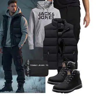 7/8-lang Outfit mit Schwarz/Dunkelblau/Khaki/Orange BlauerHafen, Schwarz/Dunkelblau Steppweste/Reiseweste/Kurze Weste/Puffer Weste/Ärmellose Weste/Daunenweste Generisch "Freizeit Outfit"