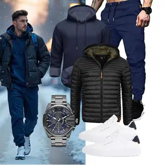 Outfit mit Dunkelblau 2-in-1 Pullover/KapuzenPullover/Sport Sweatshirt/Hoodie/Unisex Hoodie/Sport Hoodie/Ausgefallener Hoodie/KapuzenPullover TACVASEN "Freizeit Outfit"