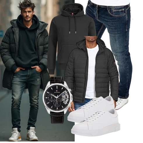 Dunkelgrau/Grau/Hellgrau/Schwarz Winterjacke/Hybridjacke/Daunenjacke/Kunstfaserjacke/Kapuzenjacke/Puffer Jacke/Isolationsjacke/Thermojacke Indicode kombinieren