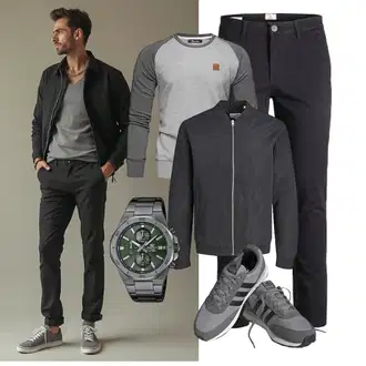 7/8-lang Outfit mit Dunkelgrau/Khaki/Schwarz/Dunkelblau/Grau Jack & Jones "Freizeit Outfit"