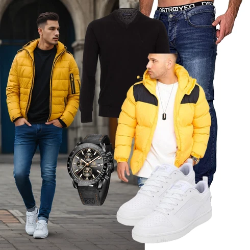 Gelb WinterJacke/SommerdaunenJacke/DaunenJacke/KapuzenJacke/Puffer Jacke Behype kombinieren