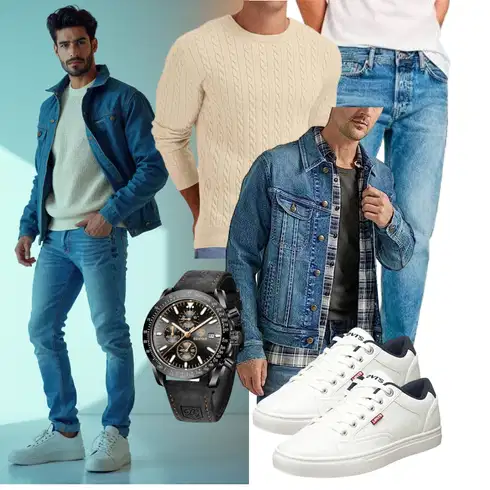 Lang Blau/Hellblau Vintage Jacke/Kurze JeansJacke Lee kombinieren