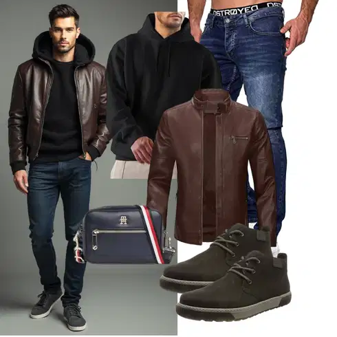 DunkelBraun/Braun/Dunkelrot/Bordeaux/Grau MotorradJacke/ReitJacke/Vintage LederJacke/Leder BomberJacke/Jacke mit Seitlichem Reißverschluss/KunstlederJacke/LederJacke Sliktaa kombinieren