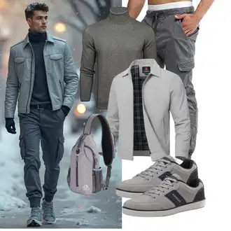 Freizeit Outfits Business Winter mit Grau/Hellgrau Shirtjacke/Sportjacke/Sommerjacke/Jacke mit Seitlichem Reißverschluss/Merinojacke/Frühlingsjacke/Schlupfjacke/Uniformjacke donhobo "Freizeit Outfit"Look: Casual, Classic, Sportlich, GoGo, Goa, Outdoor, Stil, Indoor, Büro, Smart Casual, Business