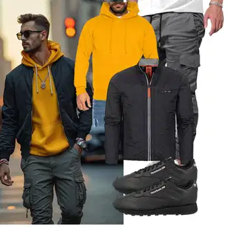 Outfit mit Gelb KapuzenPullover/Hoodie/Unisex Hoodie/Ausgefallener Hoodie/Sport Hoodie/KapuzenPullover Raff&Taff "Freizeit Outfit"