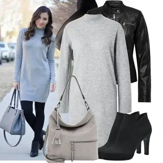 Outfit s Černá Kozačka Na Podpatku/Kotníková Bota Na Podpatku/Letní kotníková kozačka/Kotníková Bota s Podšívkou/Kožená Kotníková Bota Tamaris "Volnočasový outfit na jaro"