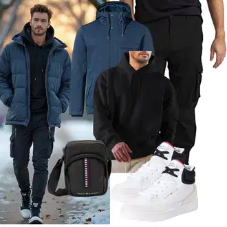 7/8-lang Outfit mit Schwarz/Dunkelblau/Khaki/Orange BlauerHafen "Freizeit Outfit"