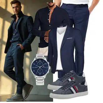 Outfit mit Schwarz/Dunkelblau JeansHemd/Hemdbluse/Business Hemd/Casual Hemd AUDATE "Freizeit Outfit"