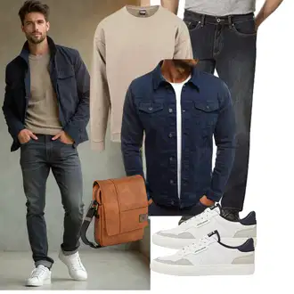 Outfit mit Beige/Khaki/Braun Damen Pullover/Lederjacke/Sport Sweatshirt/Women's Fleece Sweatshirts Urban Classics "Freizeit Outfit"