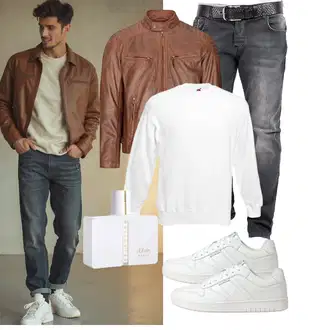 Outfit mit Schwarz Jeans Leder Schuhe Rock Creek "Freizeit Outfit"