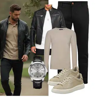 7/8-lang Outfit mit Schwarz/Khaki/Dunkelgrau b BLEND "Freizeit Outfit"