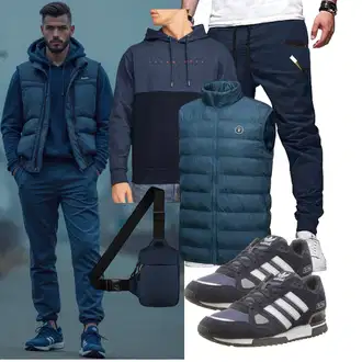 Outfit mit Dunkelblau/Hellblau/Blau Damen Pullover/Strick Hoodie/Unisex Hoodie/Sport Sweatshirt/Vintage Hoodie/Hoodie/Sport Hoodie/Ausgefallener Hoodie/Kapuzenpullover Jack & Jones "Freizeit Outfit"