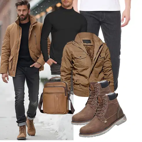 Khaki/Braun CordJacke/FrühlingsJacke/WinterJacke/Jacke mit Seitlichem Reißverschluss/FliegerJacke/HerbstJacke/CargoJacke/MilitärJacke MAGCOMSEN kombinieren