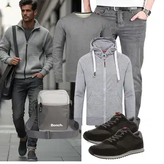Outfit mit Sport Hoodie/Pullover mit Reißverschluss Yazubi "Freizeit Outfit"