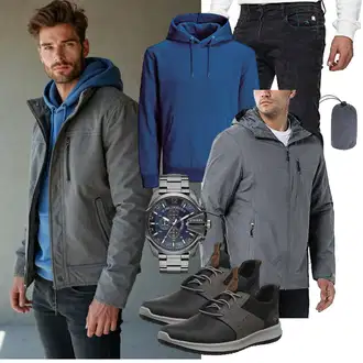 Laufen Winter Outfit mit Grau Unkategorisiert 33,000ft "Freizeit Outfit"Look: Angeln, Trekking, Laufen, Freizeit, Arbeits, Golf, Wandern