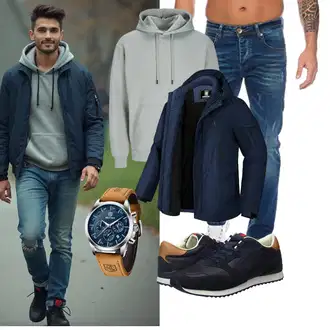 Esthetische Outfit mit Grün/Hellgrau/Grau/Hellgrün/Blau/Hellblau Ausgefallener Hoodie/Sport Hoodie/Hoodie/Oversize Hoodie/Unisex Hoodie Jack & Jones "Freizeit Outfit"Look: Rad, Skater, Unisex, Rap, Oversize, Esthetische