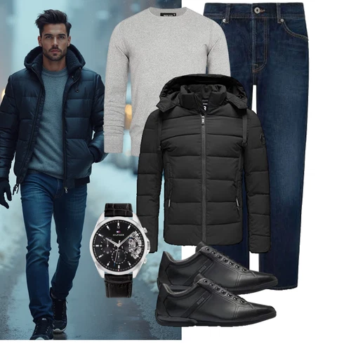 Schwarz/Dunkelgrau Hybridjacke/Isolationsjacke/Kapuzenjacke/Thermojacke/Kunstfaserjacke/Daunenjacke/Winterjacke/Puffer Jacke Redbridge kombinieren