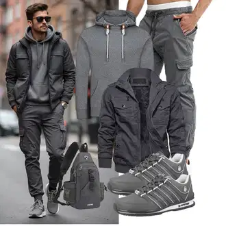Date Winter Outfit mit Schwarz/Dunkelgrau/Grau Trachtenstrickjacke/Herbstjacke/Winterjacke/Federjacke/Außergewöhnliche Jacke/Reitjacke/Fliegerjacke TACVASEN "Freizeit Outfit"Look: Wasen, Date, Pop Konzert, Electro, Schule