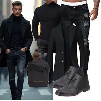 7/8-lang Outfit mit Schwarz/Dunkelgrau Osheoiso "Freizeit Outfit"