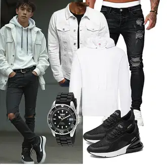 7/8-lang Outfit mit Schwarz/Dunkelgrau Osheoiso "Freizeit Outfit"
