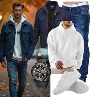 Outfit mit Weiß/Creme Sport Sweatshirt/Hoodie/Women's Fleece Sweatshirts/Oversize Hoodie/Unisex Hoodie/Ausgefallener Hoodie/Kapuzenpullover/Sport Hoodie JMIERR "Freizeit Outfit"