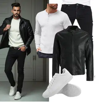 Outfit mit Schwarz Vintage Lederjacke/Leder Bomberjacke/Lederjacke/KunstLederjacke Jack & Jones "Freizeit Outfit"