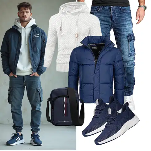 Dunkelblau/Blau Thermojacke/Isolationsjacke/Sommerdaunenjacke/Kunstfaserjacke/Winterjacke/Puffer Jacke/Daunenjacke Indicode kombinieren