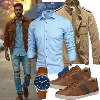 Outfit mit Blau/HellBlau/DunkelBlau Jeanshemd/Business Hemd/Casual Hemd/Hemdbluse/Bügelfreies Hemd PME Legend "Freizeit Outfits"