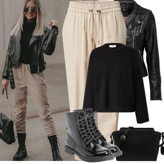 Outfit sa Smeđa/Kaki/Bež Hlača Velika Veličina Only "Proljetni Outfit"