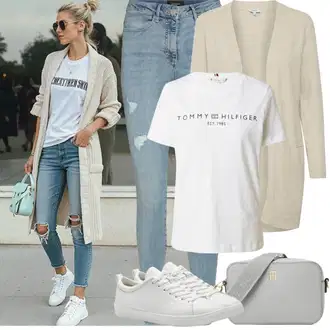 Ležerno Outfit sa Svjetloplava/Plava rupa hlača/Traper Tajice/Hlače s Prorezom/Jeggings/Skinny Hlače VERO MODA "Proljetni Outfit"Look: Stil, Rap, Old Money, Ležerno, moderne, Disko, cool, Prekrasan