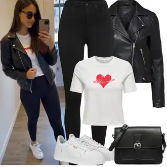 Outfity na podzim Estetika s Bílá/Béžová Teniska na platformě Puma "Jarní Outfit"Look: Estetika, Cool, Extravagantní, Hip Hop, Skater, Techno