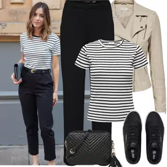 Outfit sa Crna Tenisica s platformom/Niska Tenisica/Skate cipela/Kožna Tenisica Puma "Proljetni Outfit"