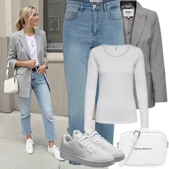 Kombinacije za festival dan na plaži sa Svjetloplava/Plava Slip-on Traperice/Girlfriend Traperice/Ženske Traperice 7/8 Dužine/Skraćene Traperice/Boyfriend Jeans/Capri Traperice Ichi "Proljetni Outfit"Look: Rave, dan na plaži, Koncer, Škola
