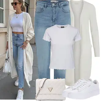 Outfity pro desetiletí Sportovní s Bílá Nízká Teniska/Teniska s dírkovaným vzorem/Úzká teniska/Teniska na platformě Puma "Jarní Outfit"Look: Estetika, Bad Taste, Ležérní, Disko, Skater, Sportovní, Unisex