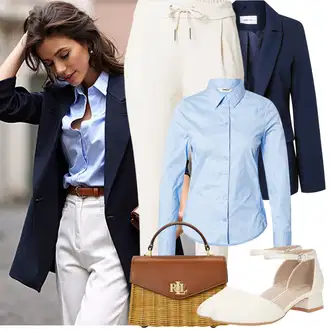 Outfit sa Krem/Bež/Bijela/Kaki Hlača sa Stremenom/Jogger Hlača/Hlače Visokog Struka/Sportske hlače/Termo Hlača/Hlače od Flisa/Trenirka/Hlače od muslina VERO MODA "Proljetni Outfit"