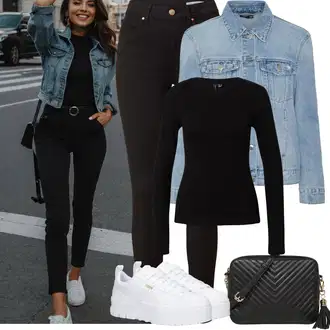Kombinacije za zabavu S oblinama sa Crna Majica I Top Veći Broj/Pletivo Veći Broj/Bluza Veći Broj VERO MODA "Proljetni Outfit"