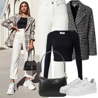 Outfity na podzim Estetika s Bílá/Béžová Teniska na platformě Puma "Jarní Outfit"Look: Estetika, Cool, Extravagantní, Hip Hop, Skater, Techno