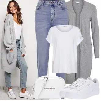 Kombinacije s "mom" trapericama Stil sa Svjetloplava Mom Jean/Vintage traperice/Sužene Traperice/Dad Traperice/Muška Kožna Jakna/Boyfriend Jeans/Skraćene Traperice/High Waist Traperice/Girlfriend Traperice/Slip-on Traperice Pieces "Proljetni Outfit"