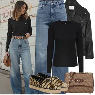 Outfit s Černá/Oranžová Kožené Bund/Motorkářské Bund/Motorkářská bunda/Bunda z Umělé Kůže Noisy may "Jarní Outfit"
