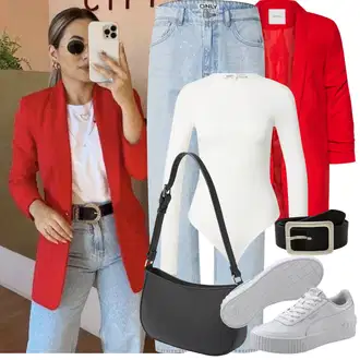Outfit sa Crna Ženski Opasak bez Kopče/Kožni Remen/Ležerni Remen/Široki Pojas/Klasični Remeni Vanzetti "Proljetni Outfit"