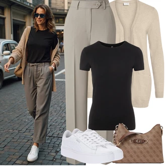 Outfit sa Smeđa/Kaki/Bež/Siva Hlače Hlača od Odijela/Ravna Hlača/Hlače s Prorezom/Hlače s prednjim naborom/Bootcut Hlača/Poslovna Hlača rÆre by lorena rae "Proljetni Outfit"