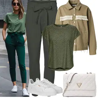 Outfity na podzim Estetika s Bílá/Béžová Teniska na platformě Puma "Jarní Outfit"Look: Estetika, Cool, Extravagantní, Hip Hop, Skater, Techno