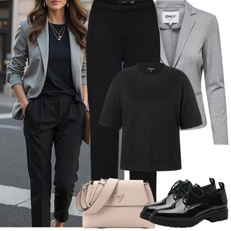 Outfit sa Crna Poslovna Hlača/Hlače s 5 Džepom/Boyfriend Hlače/Bengalke Hlače/Hlača od Odijela/Ravna Hlača/Udobna Hlača/Jersey Hlača/Duga Hlača/Uske Hlača VERO MODA "Proljetni Outfit"