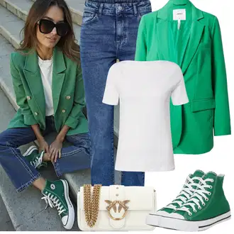 Outfity s "mom" džínami Styl s Modrá/Světle modrá Rovná Džína/Kožená bunda/Slim Fit Džíny/Zužující se Džíny/Džíny Regular Fit/Kožené Boty/Zimní bunda/Džíny s Rozparkem/Navlékací džíny/Dad Džíny/Girlfriend Džíny/High Waist Džínové Kalhoty/Kožená Pánská Bund/Mom Jean Pieces "Jarní Outfit"Look: Styl, 90tá léta, Klasické, Cool, Moderní, Retro, Skromné, Vintage