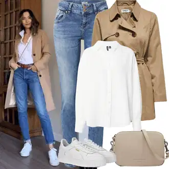 Outfity na podzim Estetika s Bílá/Béžová Teniska na platformě Puma "Jarní Outfit"Look: Estetika, Cool, Extravagantní, Hip Hop, Skater, Techno